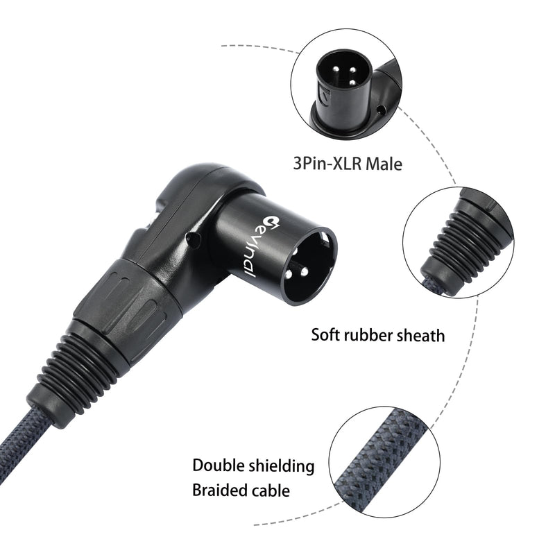 Devinal Right Angle XLR Cable, Adjustable-Angle Male to Straight Female Microphone Cable Cord, 90 Degree XLR Adapter for Sound Devices Mixer Recorder, 1 FT, 2 Pack Angle Male 1FT