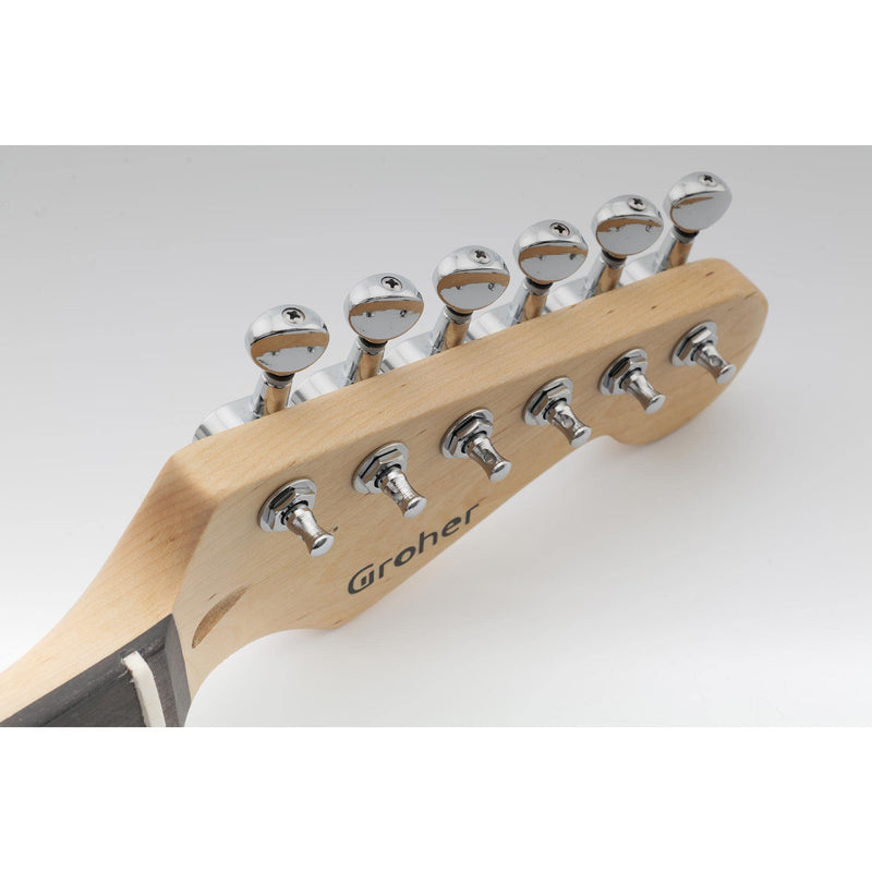 Musiclily 6 inline Sealed Guitar Tuners Tuning Pegs Keys Machine Heads Set for Strat Tele Electric Guitar Replacement,Kidney Button Chrome Kidney Button Chrome