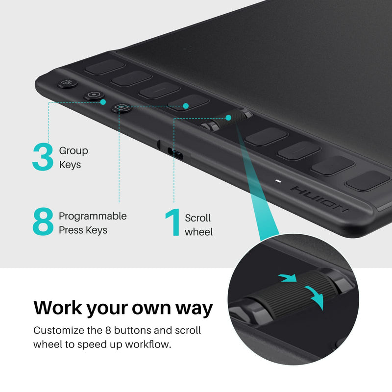 HUION Inspiroy 2 Medium Drawing Tablet with Artist Glove