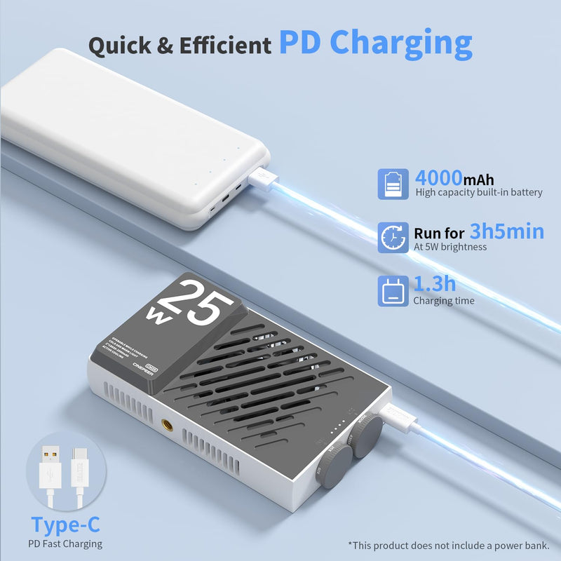 Zhiyun CINEPEER CM25 Video Light, 25W Camera Light, Bi-Color Portable Mini LED Light for Photo and Video Lighting, Built-in Fans Support, PD Fast Charge,14000 Lux@ 2700K-6200K CRI 96+/TLCI 97+