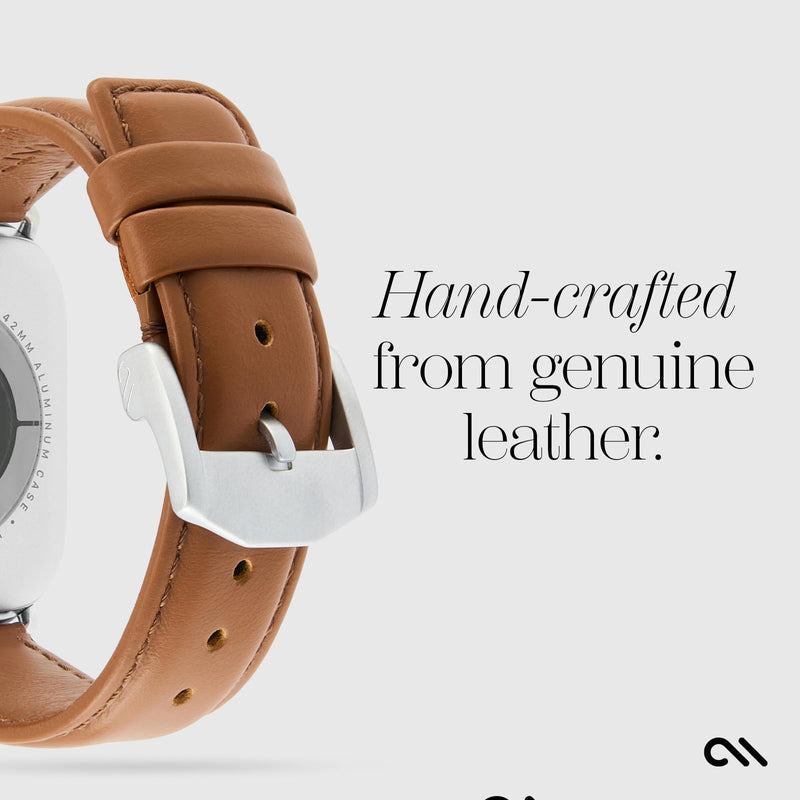 Case-Mate Apple Watch Leather Band for Women - Compatible with 38mm - 42mm iWatch Series 11/10/9/8/7/6/5/4/3/2/1 and SE - Signature Premium Leather Band Strap - Easy to Install and Remove - Cognac