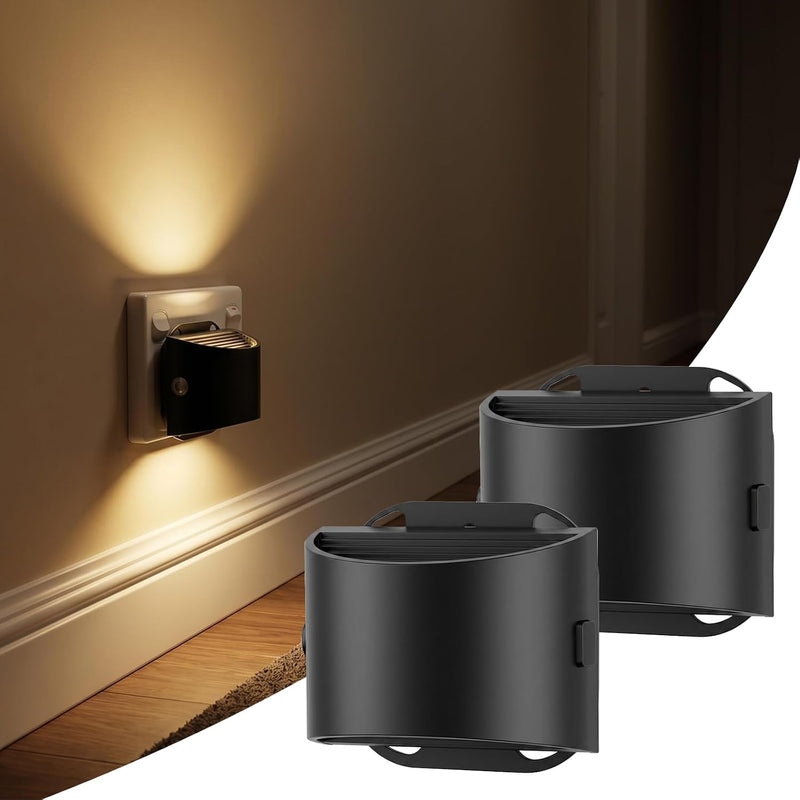 DORESshop LED Night Light[4 Pack], Night Lights Plug into Wall, 3 Mode Plug in Night Light with Motion Sensor, Dusk to Dawn Sensor, Nightlights for Adults, Bedroom, Bathroom, Hallway, Amber Black 4