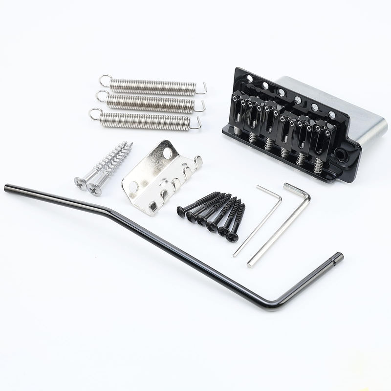 10.5mm Electric Guitar Bridge 6 Point tremolo bridge Zinc Alloy Block Saddles Stainless Steel Plate Compatible with Stratocaster Start Guitar Replacement Parts (Glossy Black)