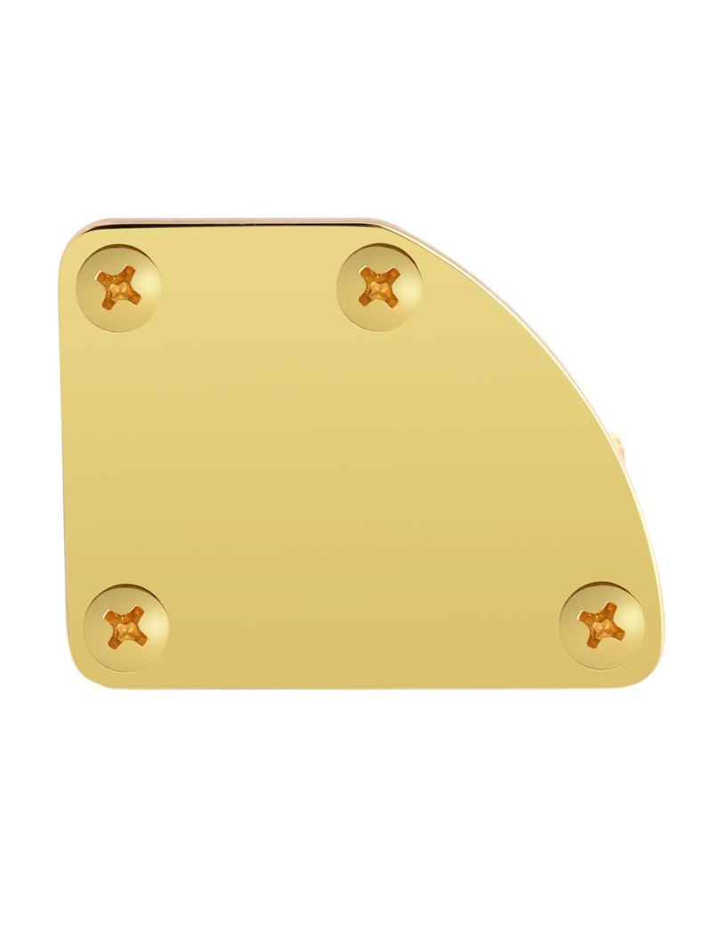 Metallor Electric Guitar Neck Plate Curved Cutaway Semi Round Neck Joint Back Mounting Plate for Stratocaster Telecaster Style Electric Guitar Bass Parts Replacement 4 Holes with Screws Gold. Gold-1