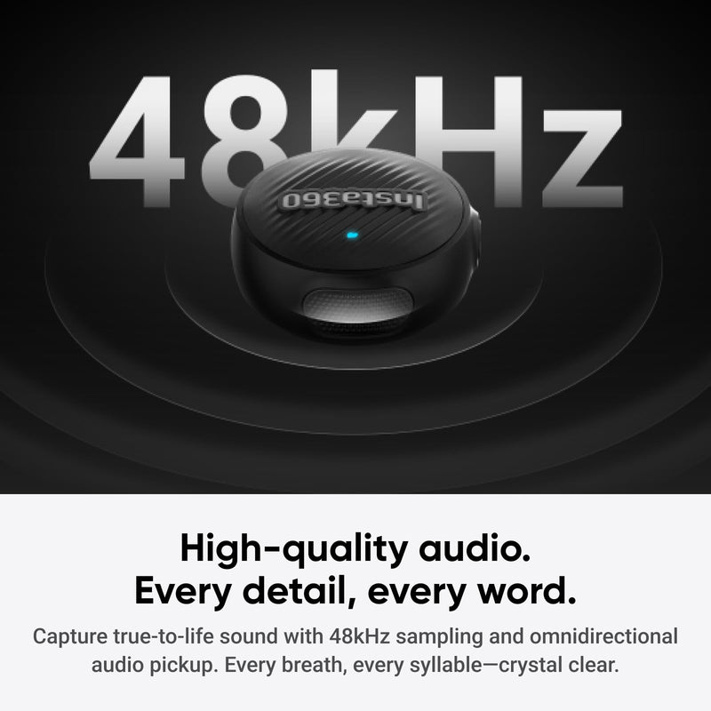 Insta360 Mic Air Transmitter, 7.9g Ultralight, Wireless Microphone, Noise Cancelling, Vlog, Streaming, Compatible X5/X4/Ace Pro 2/GO Ultra