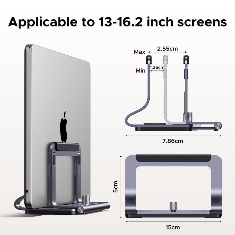 UGREEN 2-in-1 Laptop Stand for Desk, Horizental & Virtical Laptop Holder | Durable Aluminum Stand for Stability with Silicone Protection, Fits 13-16.2 inch Laptops and Tablets, Grey