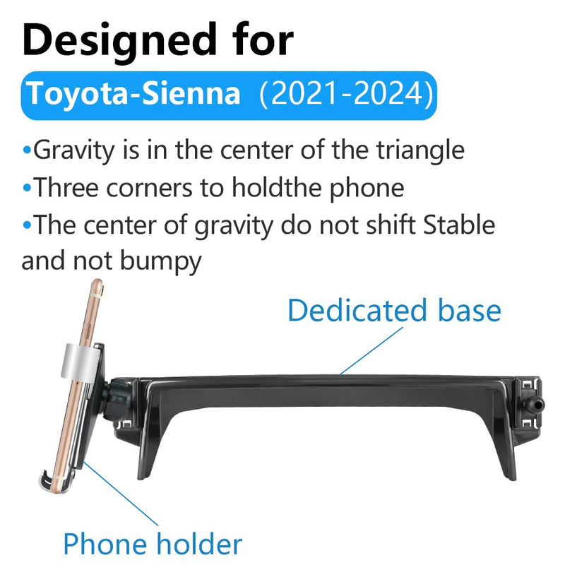 Car Phone Holder for Toyota Sienna 2021 2022 2023 2024 Auto Interior Accessories Best Cell Phones Mount Cellphone Mobile Cradle Charging Navigation GPS Bracket Screen Stand Vehicle Accessory for Toyota Sienna 2021-2024