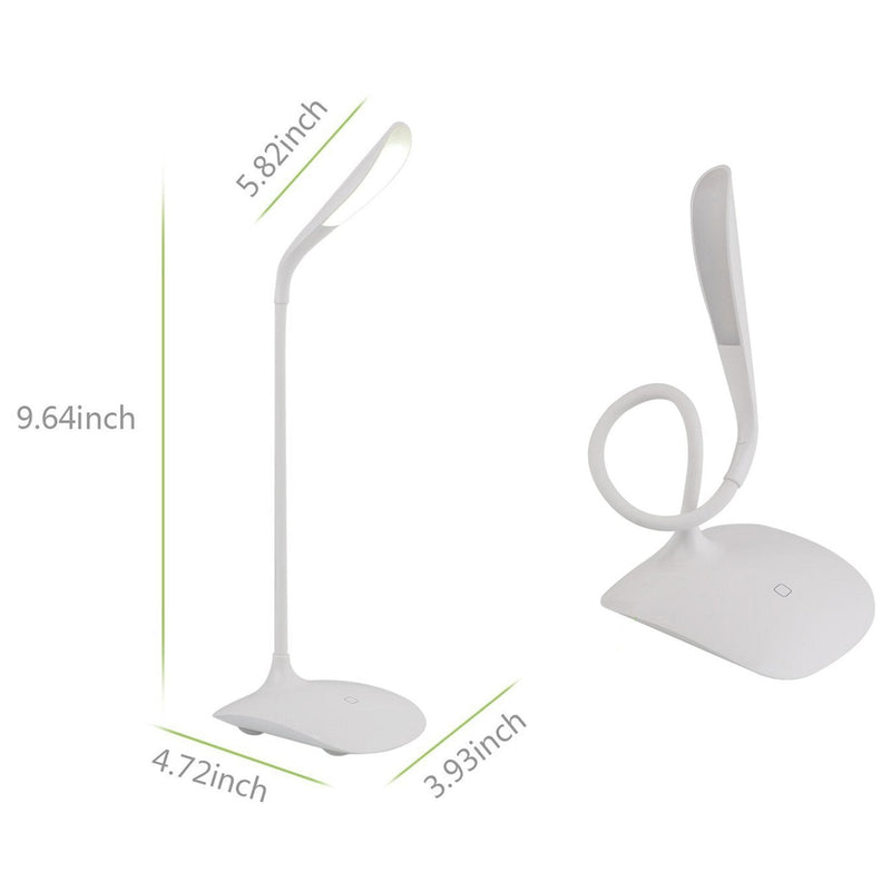 Greaty Portable Touch Control LED Desk Lamp Eye Care Rechargeable Dimmable Reading Light with Gooseneck and USB Charging Port, 3 Levels of Adjustable Brightness (White) (Pink) White,pink