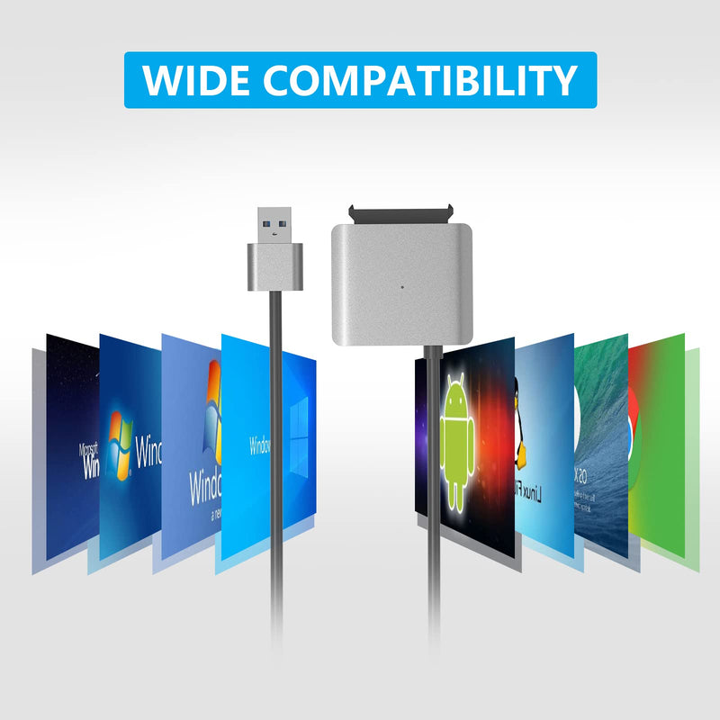 SATA to USB Cable,VCOM Aluminum SATA to USB Adapter ,USB 3.0 SATA III Hard Drive Adapter Converter for 3.5/2.5 Inch HDD/SSD with 12V/2A Power Adapter
