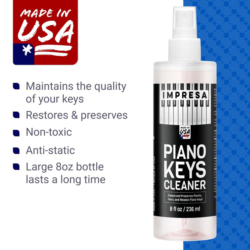 [AUSTRALIA] - IMPRESA Piano Key Cleaner Spray - Piano Keyboard Cleaning Kit & Solution - Non-Toxic Low-Odor Keyboard Cleaner for Grand & Baby Grand Keys - 8 Fl Oz, Clear, Pack of 1 