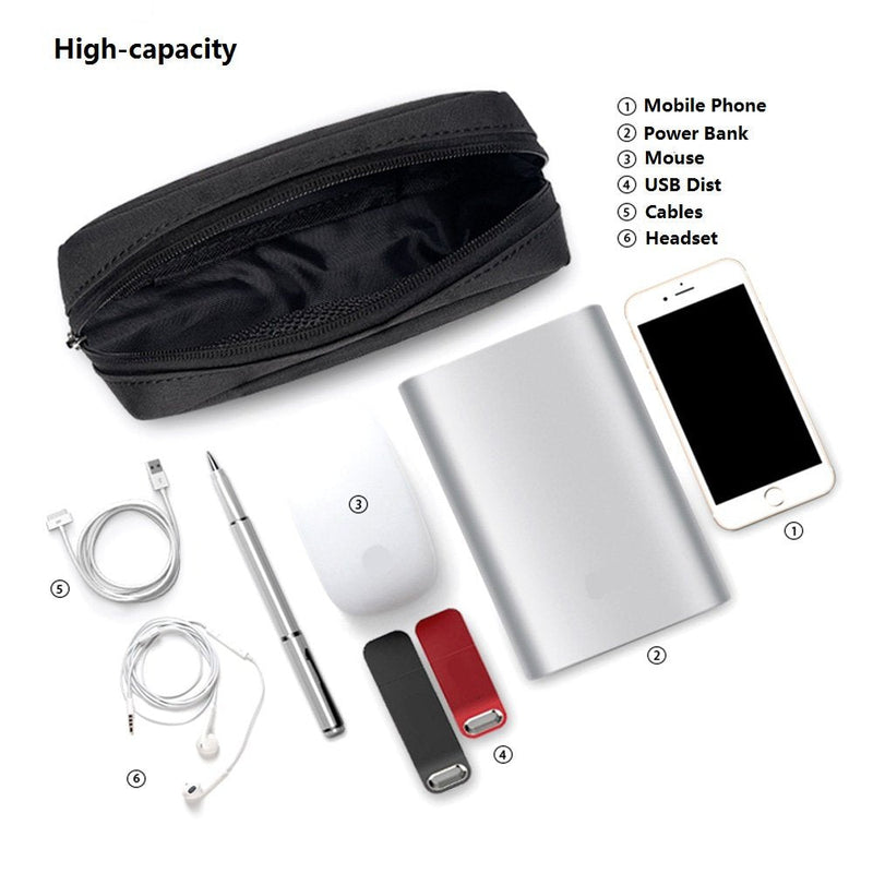 ERCRYSTO Universal Electronics/Accessories Soft Carrying Case Bag, Durable & Light-Weight,Suitable for Out-Going, Business, Travel and Cosmetics Kit (Small-Black) Small-Black