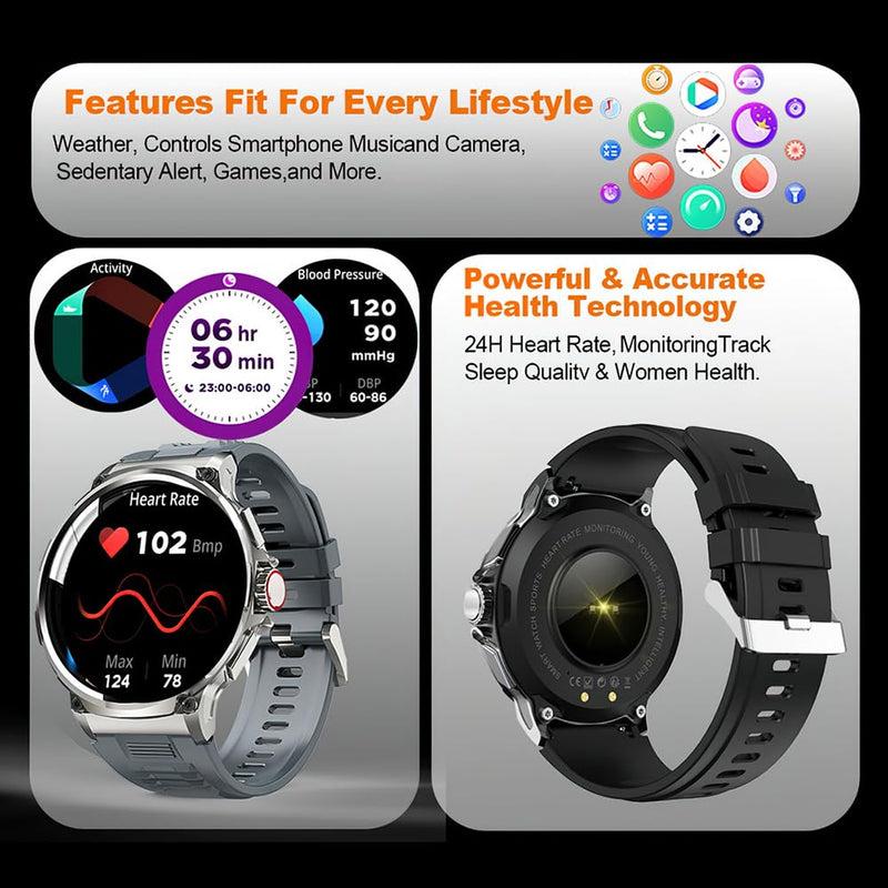 Smart Watch 1.85-inch High-Clear Screen Sports Health Monitoring Sleep Monitor Watch IP68 Waterproof BT5.0 400+ Watch Fs Long Usage Time Multi-sport Modes BT Call for Men Women Health Monitor Watch Silicone strap Black