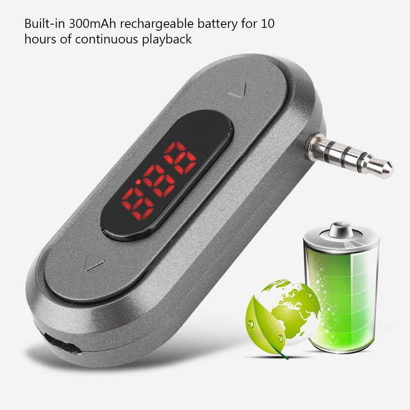[AUSTRALIA] - ASHATA 3.5MM Audio Head Mobile Phone/Pad/MP3/MP4/MP5/Tablet FM Transmitter Built in 300mAh Battery Car Radio Transmitter 