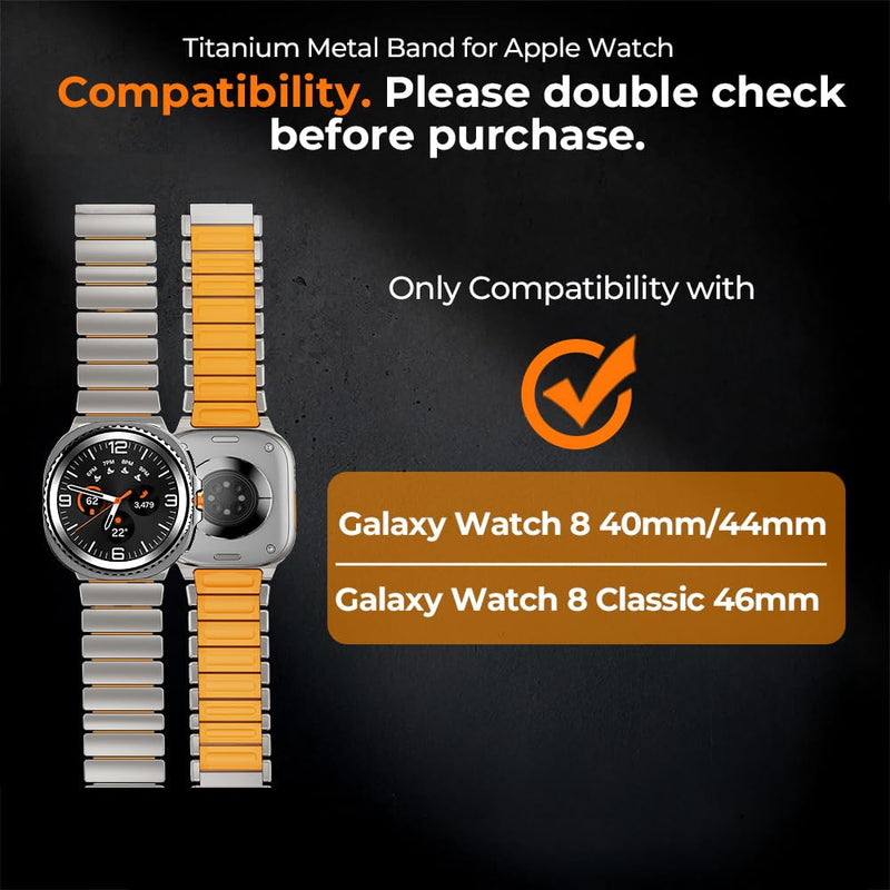 Titanium Silicone Band for Galaxy Watch 9 8 40/44mm 8 Classic 46mm | No Gap Metal Band for Samsung 9 8 with Hybrid Silicone Lining,Anti-Slip, No Hair Pull,Lightweight,Breathable,Fit Wrist 6"-9" titanium black 22mm