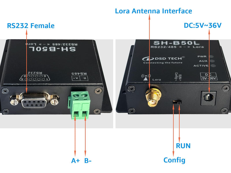 DSD TECH Lora Module SH-B50L RS485/232 to Lora Adapter Lorawan Wireless Transceiver