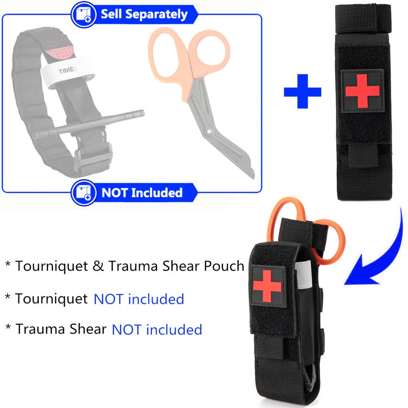 Tactical Molle Tourniquet Holder, Portable TQ Military First Aid Equipment Case & Trauma Medical Shear Pouch Black