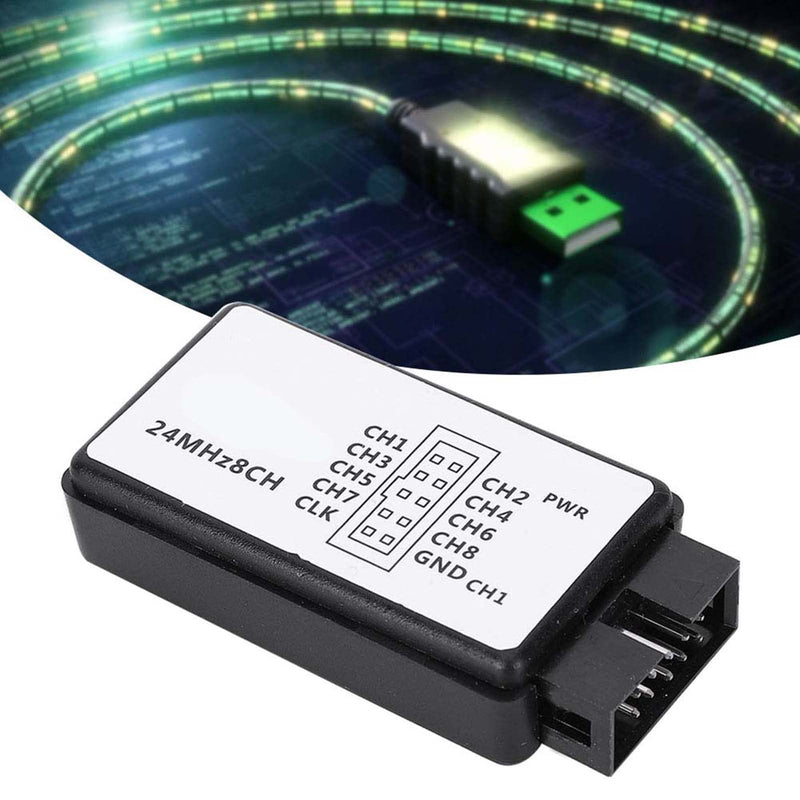 USB Logic Analyzer Kit Mini Digital Pocket Size 8 Channel Input Memory 24 MHz for a Variety of Decoding Functions