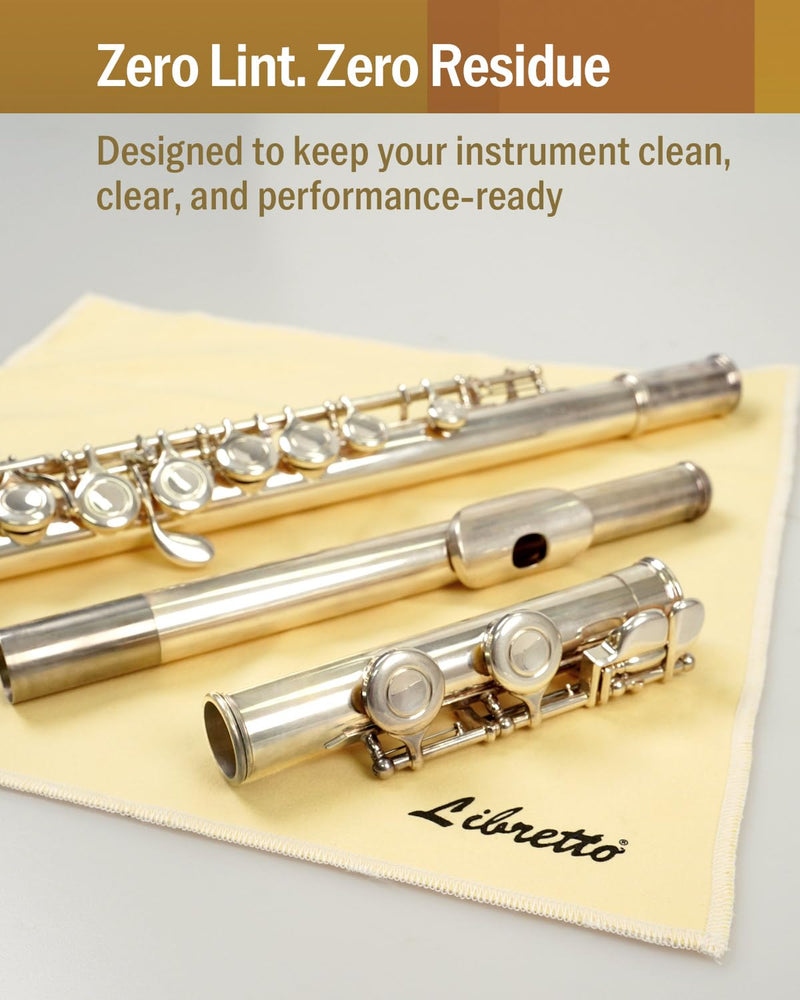 [AUSTRALIA] - Libretto Silver Polishing Cloth for Flute, 30×30 cm, Ultra-Soft Microfiber, Anti-Tarnish Cleaning Cloth for Silver-Plated Instruments 