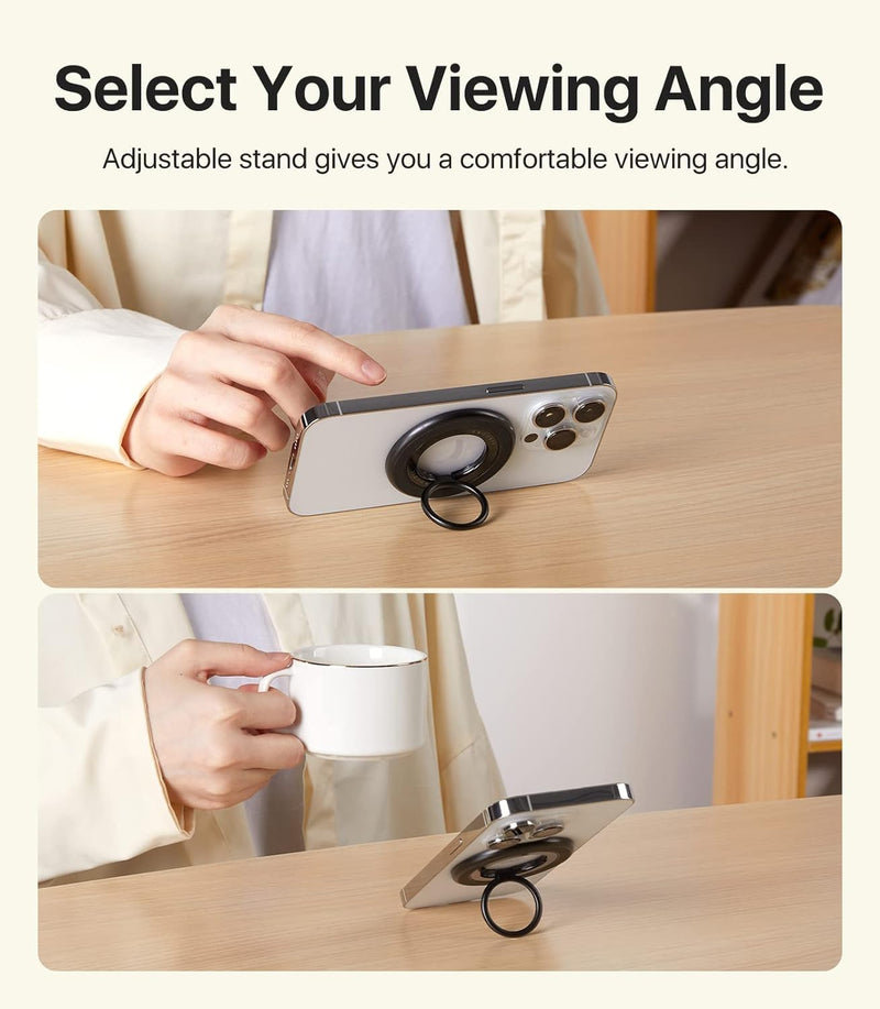 [2024 Newest] andobil Magnetic Phone Grip for MagSafe [Drop Protection] Strong Magnetic Phone Ring Holder Compatible with MagSafe Accessories, iPhone 15 Plus 14 13, Pro, Pro Max, Mini, Silicone, Black