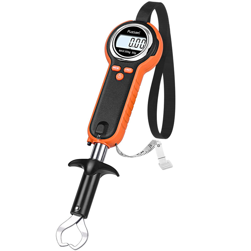 [AUSTRALIA] - Fuzion Fish Scale, Professional Fishing Scale - 110lb Capacity, Waterproof, Night Light, Memory & Tape Measure | Portable Fish Weigh Kit w/Lip Gripper, Batteries & Pouch 