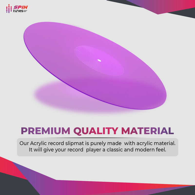 Turntable Mat, Acrylic Turntable Mat for Vinyl LP Record Players, 2.7mm Thick for Better Sound Support on Record Players, Provides Antistatic and Tighter bass, Turntable Platter (Purple) Purple