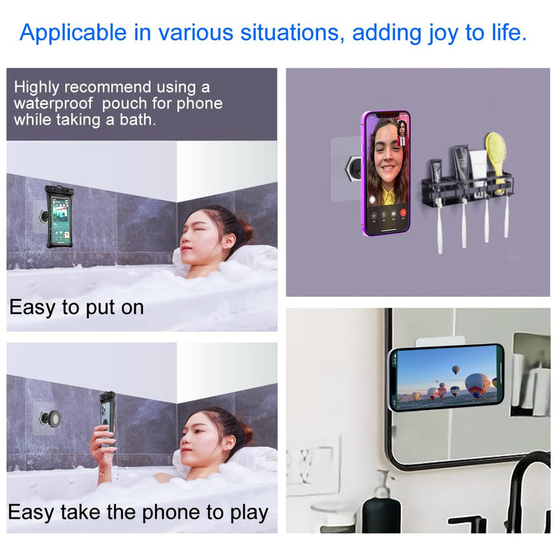 for MagSafe Wall Mount Magnetic Phone Holder, Self-Adhesive, Rotatable Ball, Waterproof, Compatible with iPhone 15/14/13/12 and All Phones, Shower Mirror Car Gym Bathroom Kitchen 1-PACK for Wall