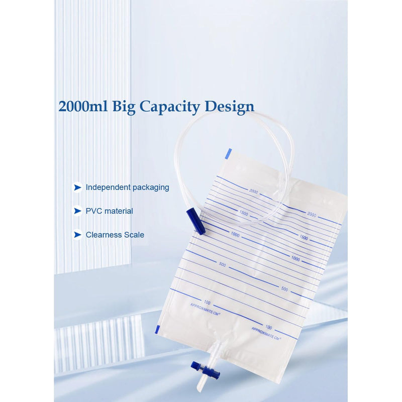 Pack of 10 External Condom Catheter + 2000 ml Urine Bag + 500 ml Leg Bag Urine Drainage Bag (35 mm/1.38 Inch) 500+2000ML-35MM