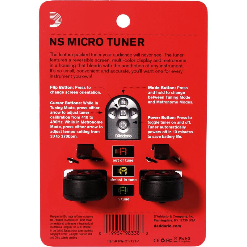 D'Addario Planet Waves NS Micro Headstock Tuner (2-Pack) (PW-CT-12TP)