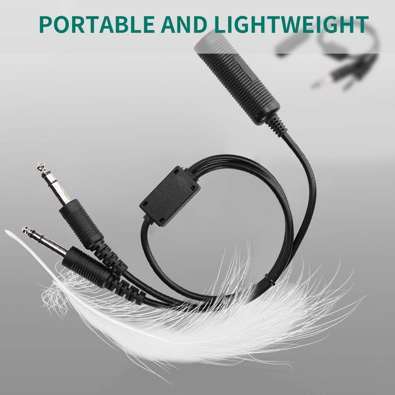 Mugast U 174 Headset Adapter,Portable Headphone Adapter Cable for Helicopter to General Aviation Dual Plugs -