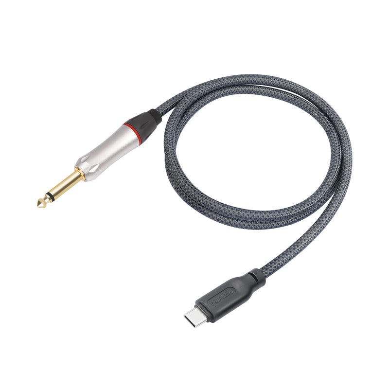 6.6Ft 1/4 to USB C Electric Guitar Recording Cable, USB C to 1/4 TS Electric bass Guitar Cable for Recording, Electric Guitar 1/4 TS 6.35 mm Male Jack to Computer, Smartphone 6.6Feet