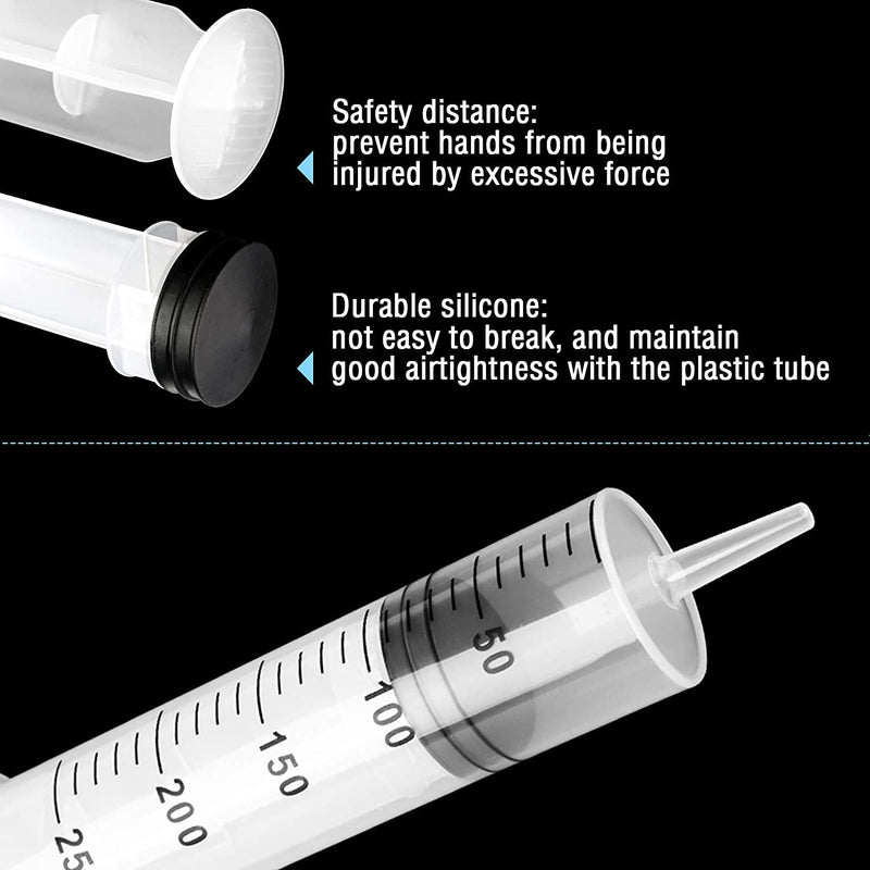3 Packs Plastic Syringes with 3 Plastic Tubes for Oil or Glue Applicators, Experiments, Pet Feeding, Industrial Applications (100 ml + 150 ml + 250 ml)