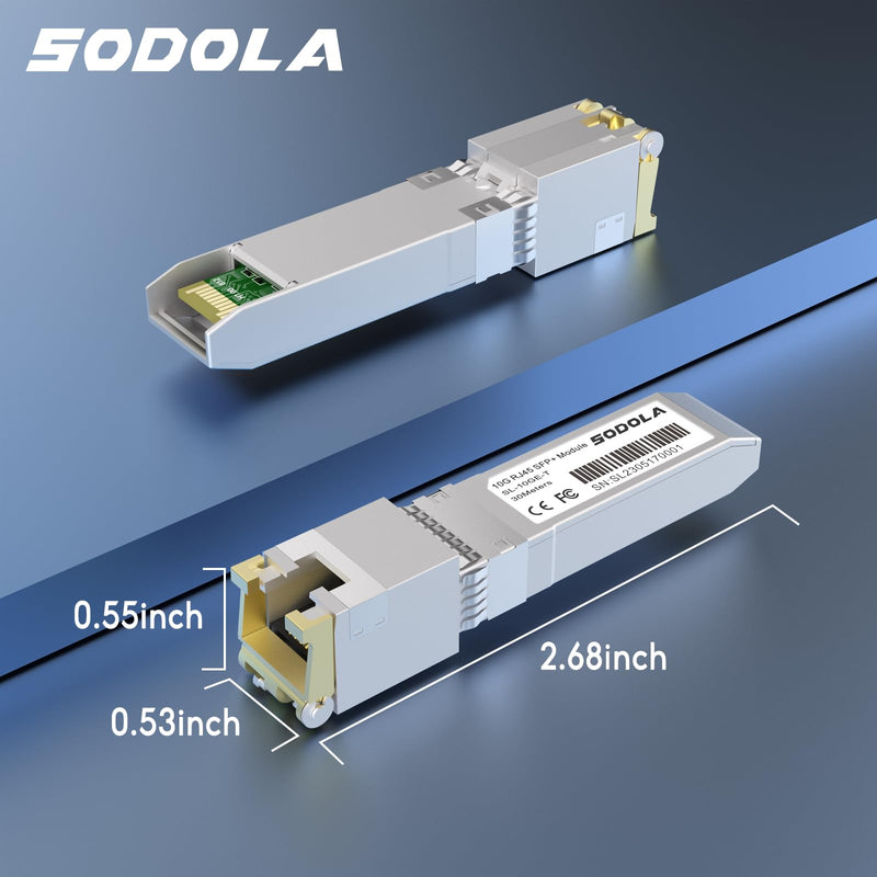 SODOLA 10GBase-T RJ45 SFP+ Module, 10G SFP+ Transceiver(1 Pack) | 10G SFP+ RJ-45 Copper Transceiver for SODOLA, SFP to Ethernet, Plug&Play,Hot Pluggable,Up to 30m Distance Copper SFP Modules