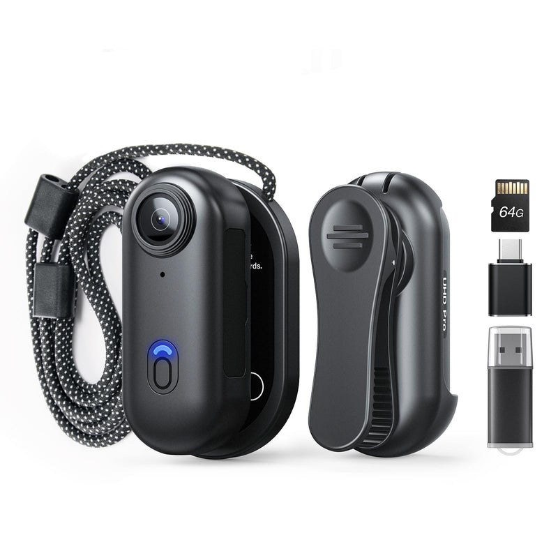 BOBLOV W4 2K Mini Body Camera, Wearable 64GB Camera with 360°Rotatable Clip & Magnetic Clip, 120 Minutes for recording, Easy to Use and Take for Lecture, Traveling, Pet Walking and Outdoors Activities BL64GB