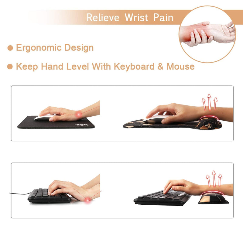 iCasso Keyboard Wrist Rest and Mouse Wrist Rest Pad, Made of Memory Foam, Ergonomic Support, Easy Typing and Relieve Wrist Pain, Perfect for Gaming, Computer, Office, Laptop (A-Honeycomb) A-honeycomb