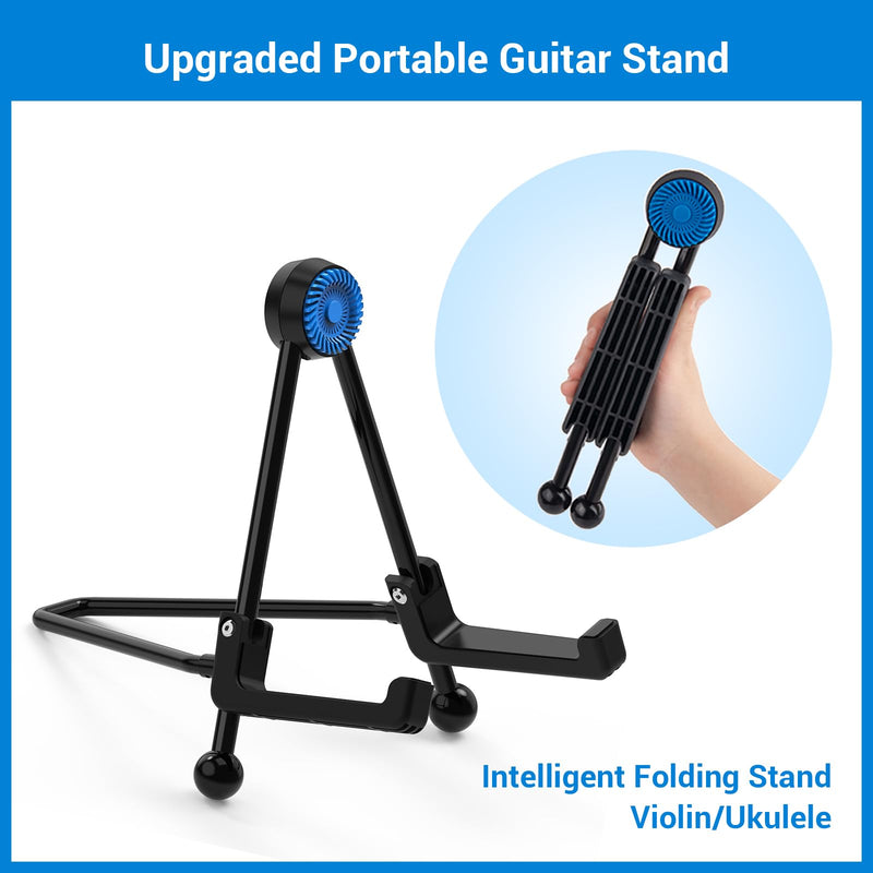 Ukulele Stand, A-Frame Foldable Guitar Stand for Electric Guitar, Bass Stand, Banjo Stand, Violin Stand, Ukulele Stand, Portable Folding Guitar Stand with Non-Slip Rubber and Soft Silicone Padding