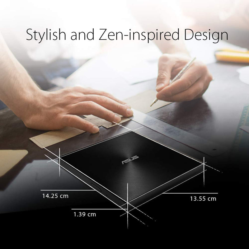 ASUS ZenDrive Black 13mm External 8X DVD/Burner Drive +/-RW with M-Disc Support, Compatible with Both Mac & Windows and Nero BackItUp for Android Devices (USB 2.0 & Type-C Cables Included) ZenDrive Silver USB 2.0 + Type C U9M|Black