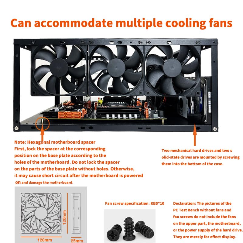 PC Test Bench, Open Air PC Case, Open Frame Computer Chassis, Techbench Server Rack Mount PC Case for E-ATX ATX MATX EATX X79 X99 Micro ATX Motherboards (Stackable)