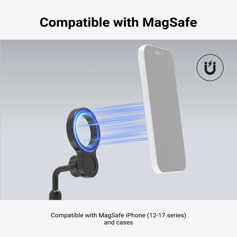 NEEWER Basics Magnetic Phone Tripod Mount Adapter, 360° Ball Head Aluminum Compact Lightweight Portable Phone Holder Attachment Compatible with MagSafe iPhone Samsung Android Video Recording, PA149