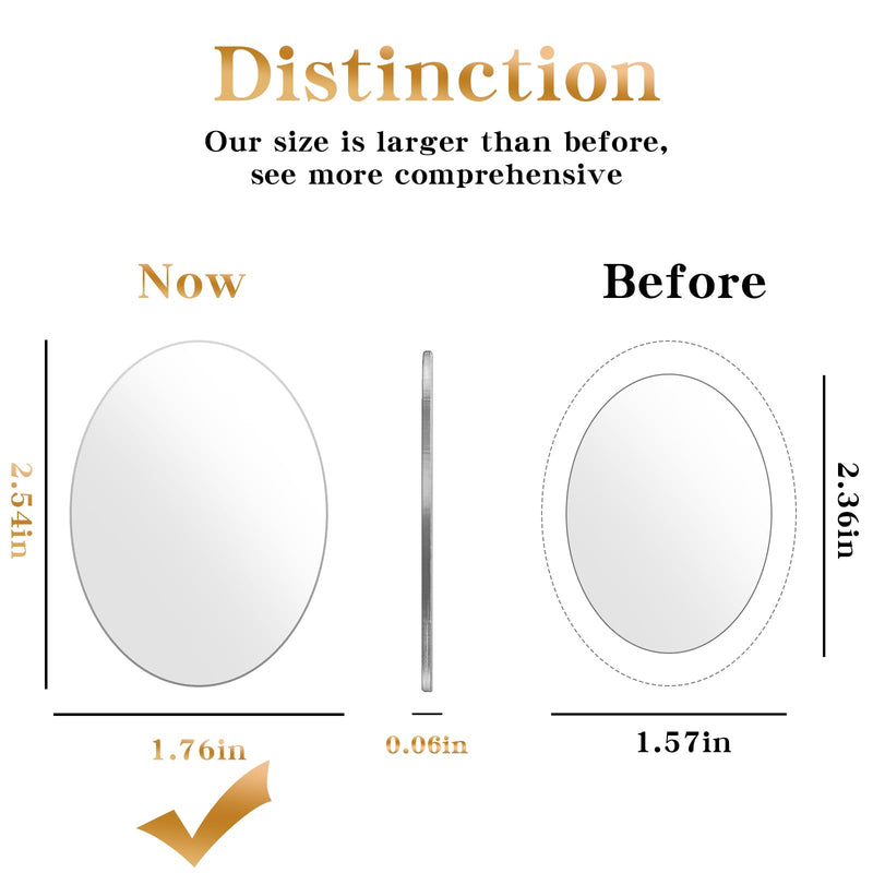 Elliptical Mirror Decal for Smartphone，Stick-On Make up Mirror Sticker on Phone Case Back，Mirror Phone Charm （2 Pack ） elliptical