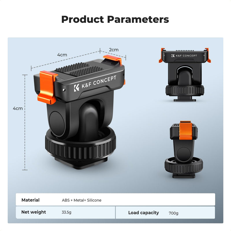 K&F CONCEPT Cold Shoe Action Camera Magnetic Quick Mount Holder, Tripod Mount for DJI Osmo Action 5 Pro Hot Shoe Camera Adapter with 1/4" Screw Hole for Osmo Action 3/4 DSLR Photography Accessories