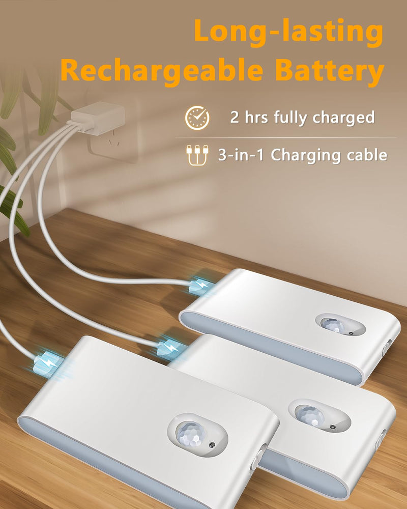 [AUSTRALIA] - WILLED Rechargeable Night Lights, Warm White Motion Sensor Night Lights, Wireless Stair Lights Indoor for Stairway, Hallway, Kitchen, Closet, Cabinet, Bedroom, Kids' Room(8-Pack) 8 Pack 