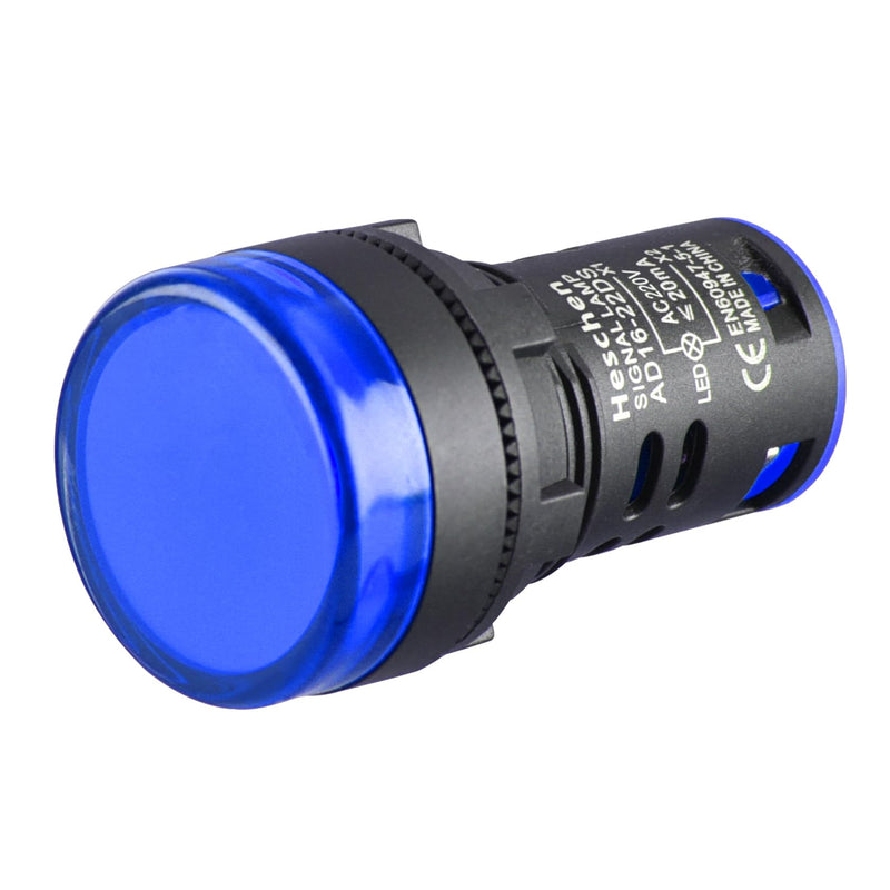 Heschen 22mm LED Indicator Light AD16-22D/S 220VAC 20mA Blue Light Color (Pack of 5)