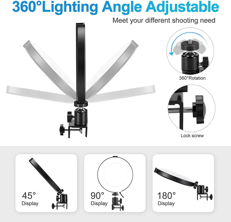 [AUSTRALIA] - Ring Light for Computer, Video Conference Kit, 6" Ring Light with Clamp Mount & 10 Brightness Level，Desktop Light for Remote Meeting, YouTube, Selfie, Makeup, Live Streaming,Business Video Call 