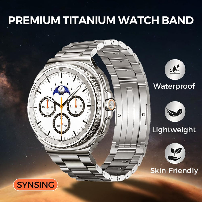 No Tool Titanium Strap for Galaxy Watch 9 8 40/44mm 8 Classic 46mm | No Gap Metal Band for Samsung Watch 9 8 | 40% Lighter than Steel,Tool-free link removal,Hypoallergenic,Fit Wrist 6"-8",Men black 22mm