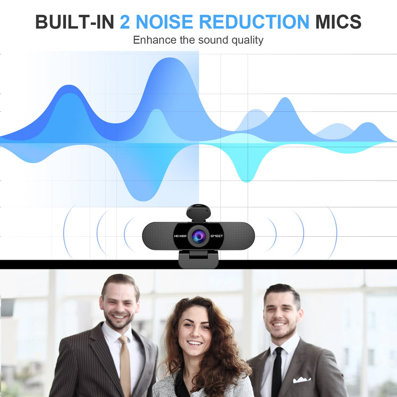 EMEET 1080P Webcam with Microphone, C960 Web Camera 2 Mics Streaming Webcam | 90°FOV Computer Camera, Plug and Play USB Web Cam for Online Calling/Conferencing, Zoom/Teams/Facetime/YouTube, Laptop/PC Clear 1080P w/ 90° Wide FOV