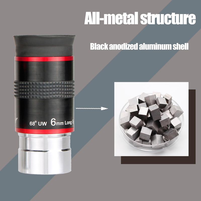 [AUSTRALIA] - SVBONY Telescope Eyepiece, 68 Degree Ultra Wide Angle Eyepiece 6mm, High Definition Fully Coated Telescope Accessories for Planetary Observation 