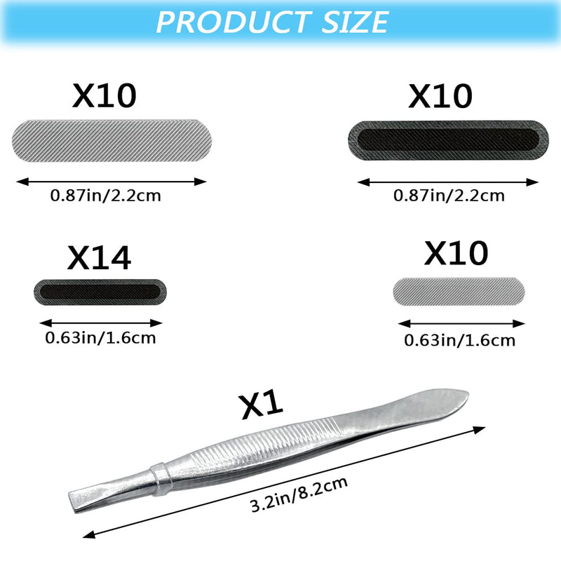 44 Pack Mesh Anti Dust Proof Adhesive Net Sticker with Tweezers, Speaker Dustproof Cover Kit Protects Charging Compatible with iPhone 15 14 13 12 11 8 7 Pro Max Mini X XS XR Plus, 2 Sizes, 2 Colors