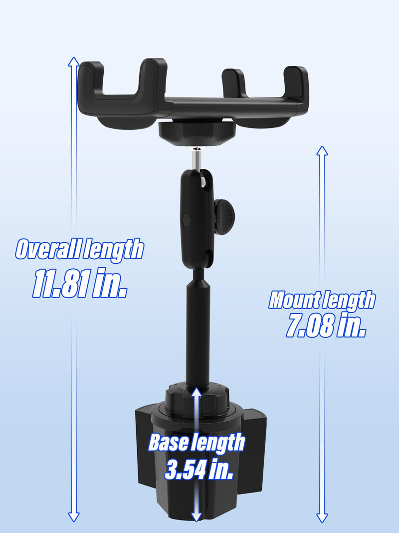 Metal Arm Cup Holder Car Tablet Mount, 720 ° Rotation Cupholder Tablet & Phone Stand Compatible with iPad Pro Air Mini iPhone 15/14/ 13/12 Max Pro and 4.7-12.9 inch Mobile Phone Tablet