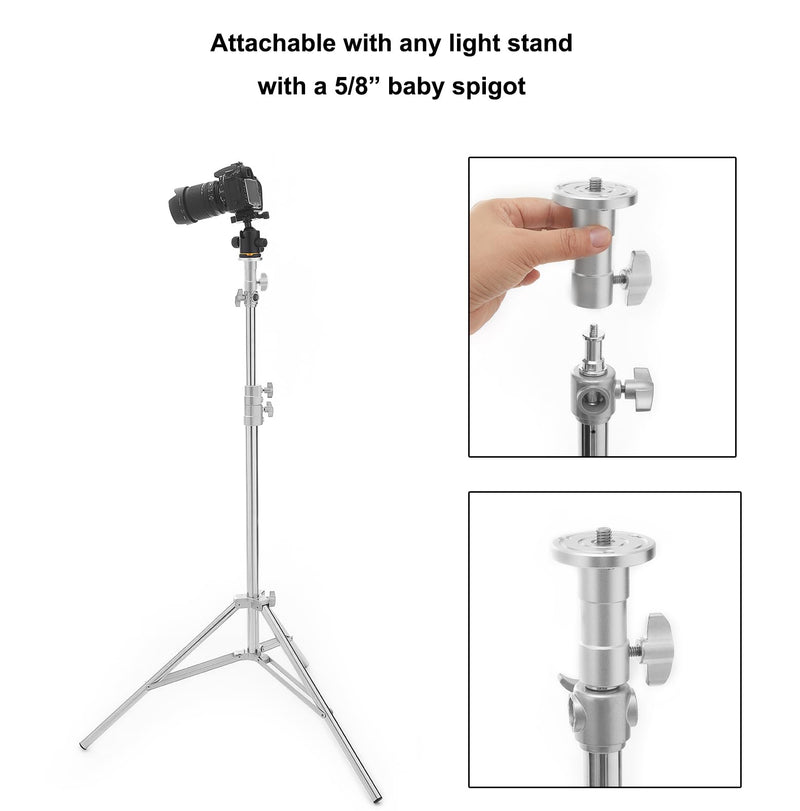 [AUSTRALIA] - PHOCUS Baby Ball Head Adapter (5/8" Stud to 3/8" Thread), C Stand Camera Mount Adapter for Tripod Head on Photography Light Stand with Baby Pin or Junior Receiver 