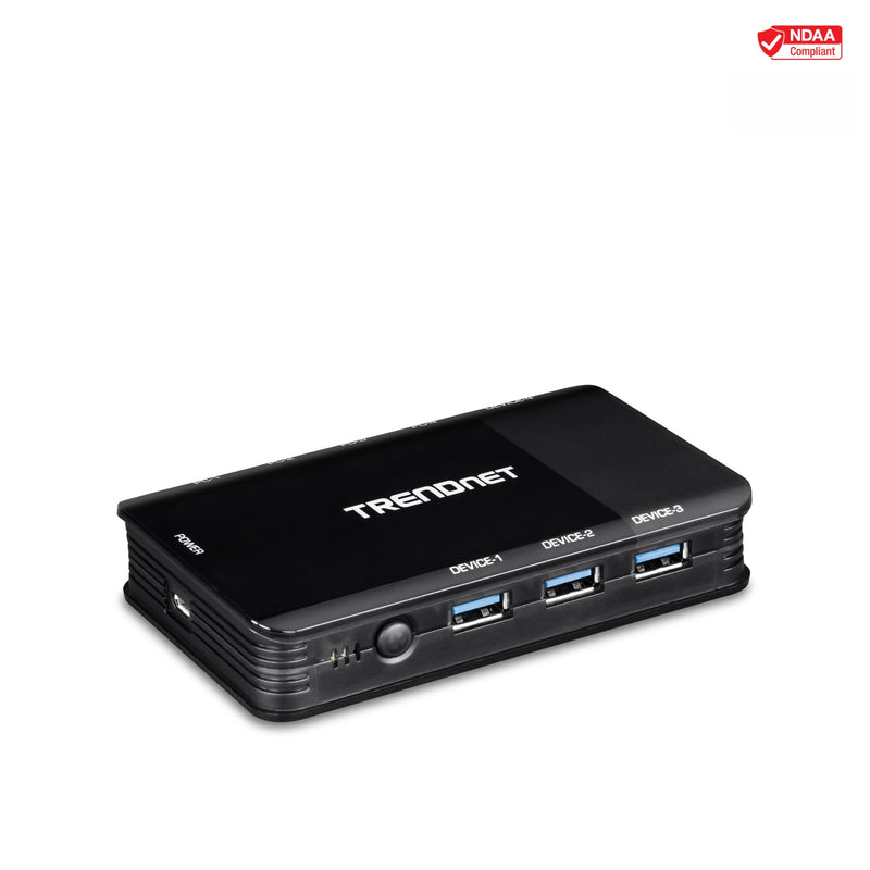 TRENDnet 4 Computer 4-Port USB 3.1 Sharing Switch, TK-U404, Flash Drive Sharing, Scanners, Printers, Mouse, Keyboard, Windows & Mac Compatible